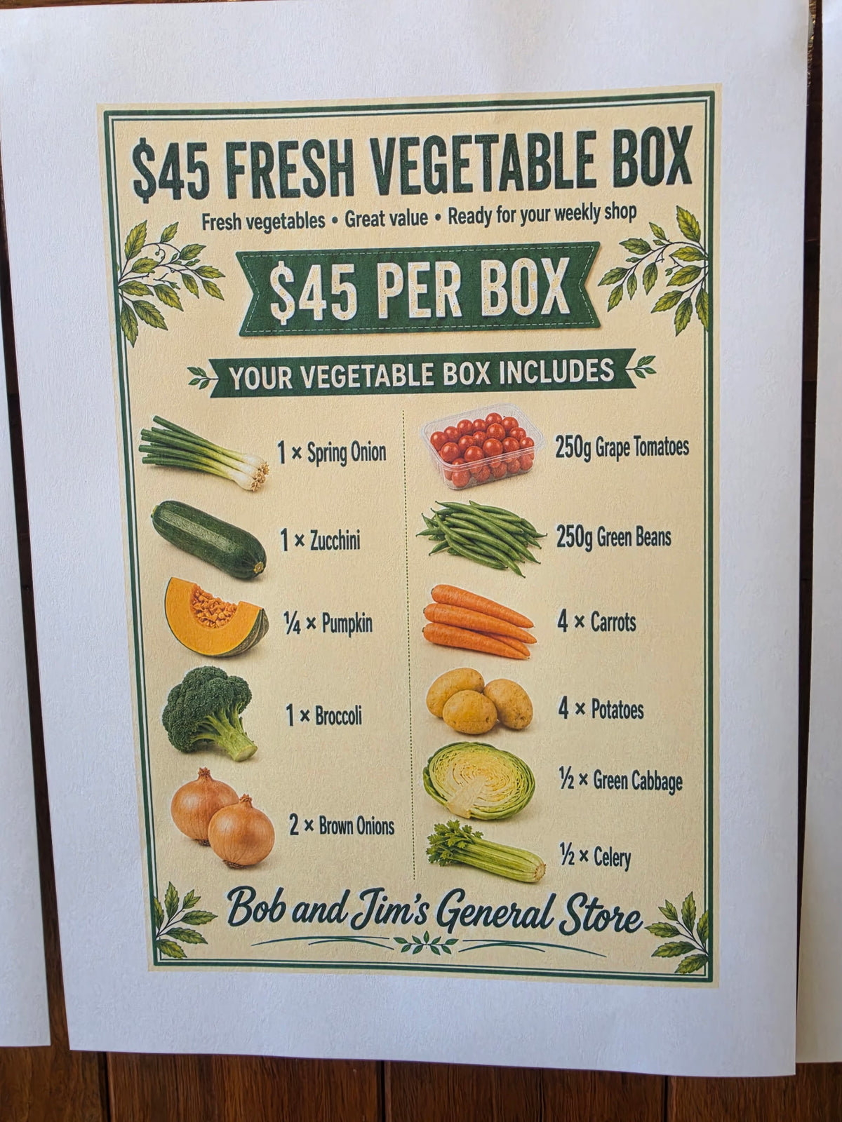 Vegetable Box: $45 AUD
