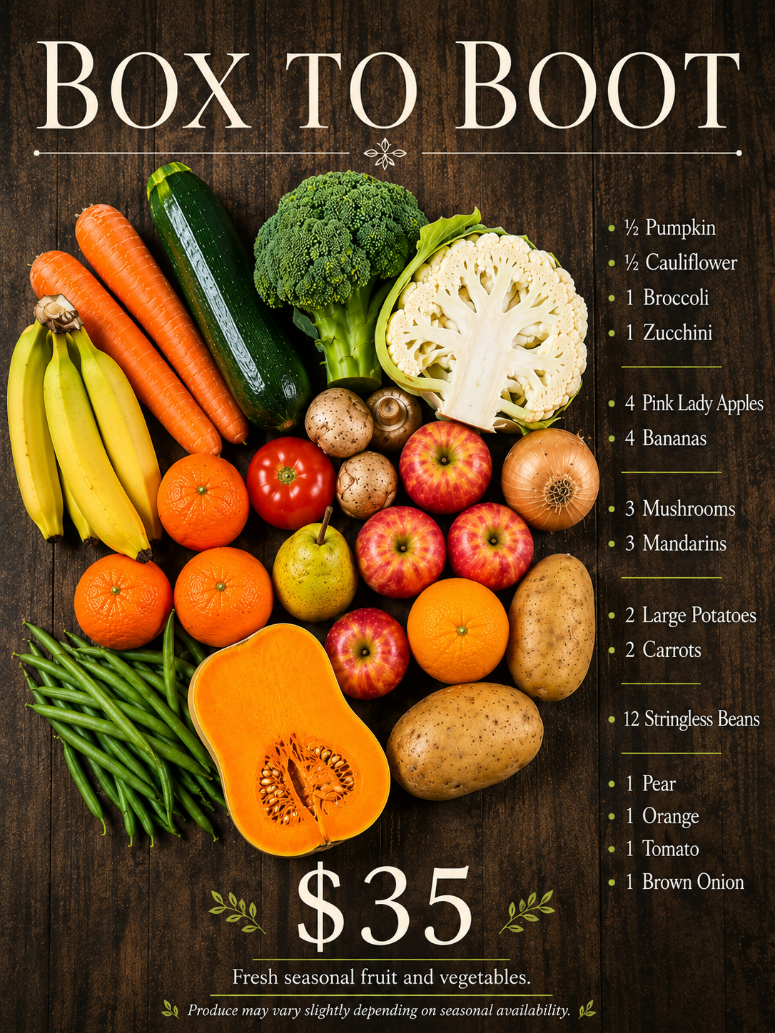 Fruit & Vegetable Box: $35 AUD