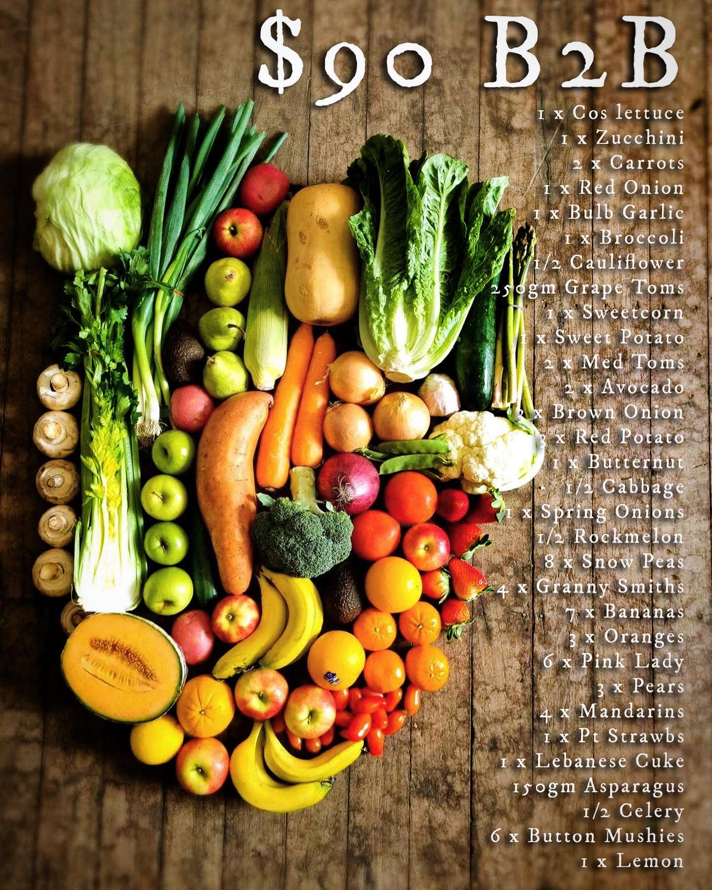 Fruit & Vegetable Box: $90 AUD