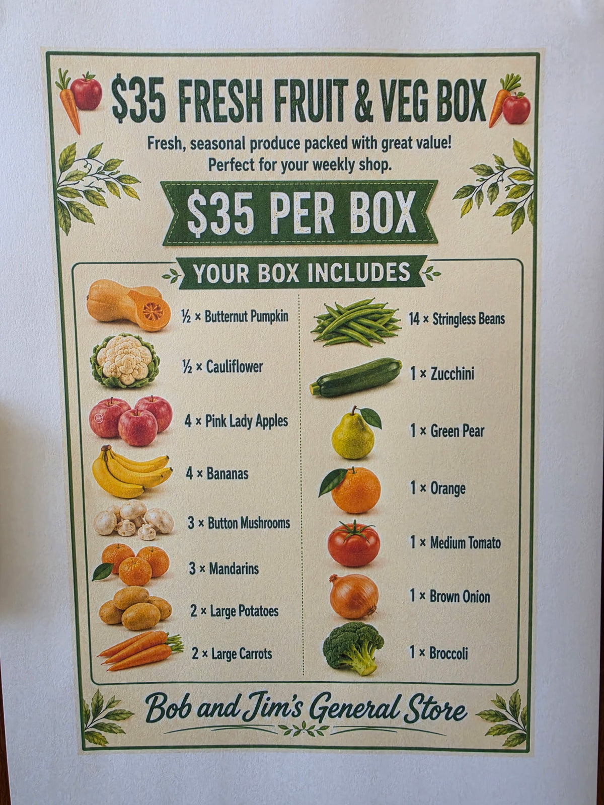 Fruit & Vegetable Box: $35 AUD