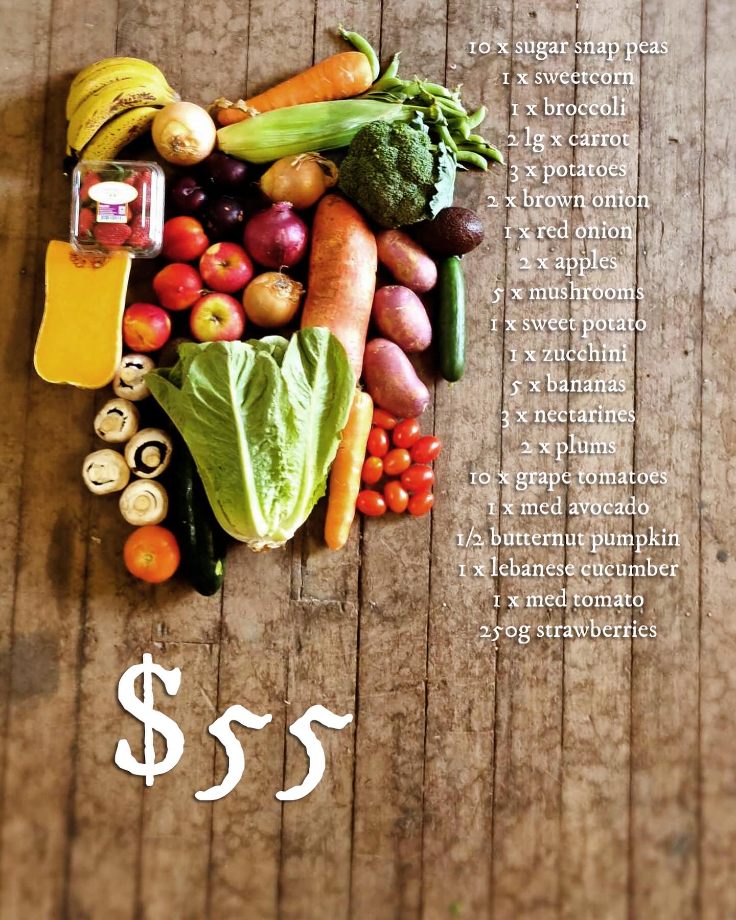 Fruit & Vegetable Box: $55 AUD